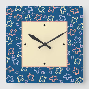 Abstract elements on a navy blue background square wall clock