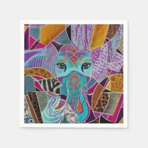 Abstract Elephant collage - mixed textures Napkin