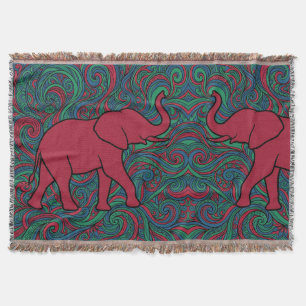 Abstract Elephant Jewel Line Art Blankets