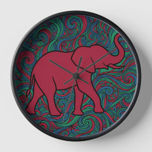 Abstract Elephant Jewel Line Art Clocks