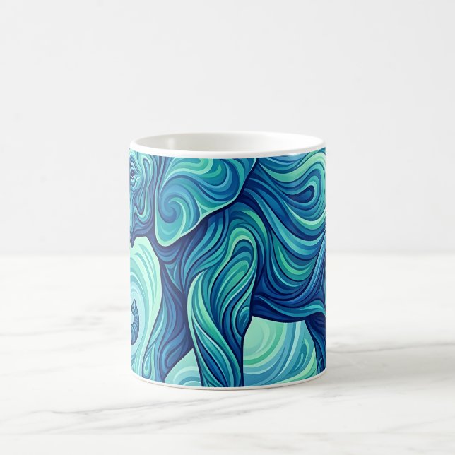 Abstract Elephant Ocean Blue Gradient Coffee Mug (Center)