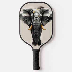 Abstract Elephant with Gold Tusks in Neutral Toned Pickleball Paddle