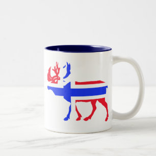 Abstract Elk Silhouette Mug with Norwegian Flag Co