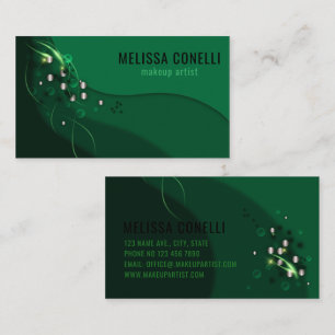 Abstract Emerald Green Layout and Gold Ornaments Business Card