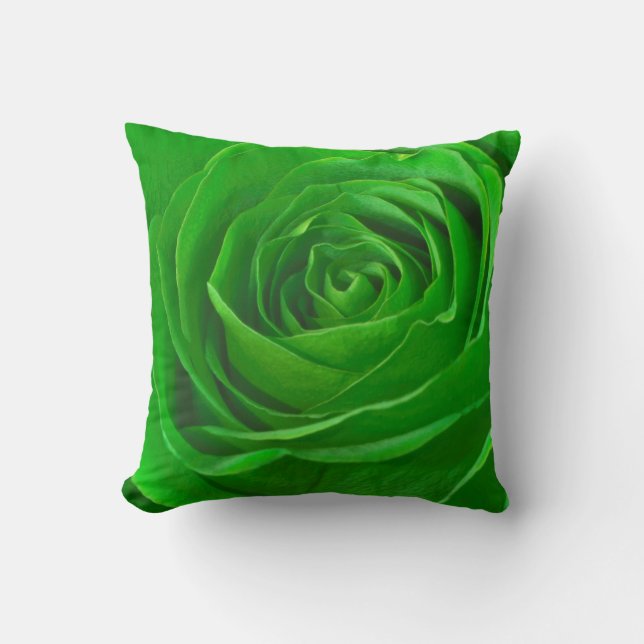 Abstract Emerald Green Rose Centre Photograph Cushion (Front)