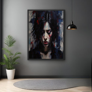 Abstract Emotional Portrait Contemporary Art Poster