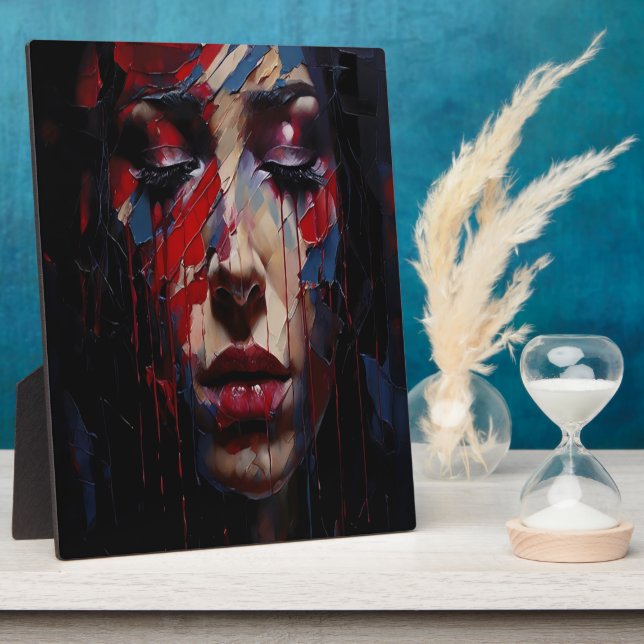 Abstract Emotional Portrait Expressionist Art Plaque (Side)