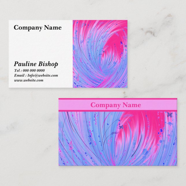 Abstract Enchanted Garden Pink Blue Business Card (Front/Back)