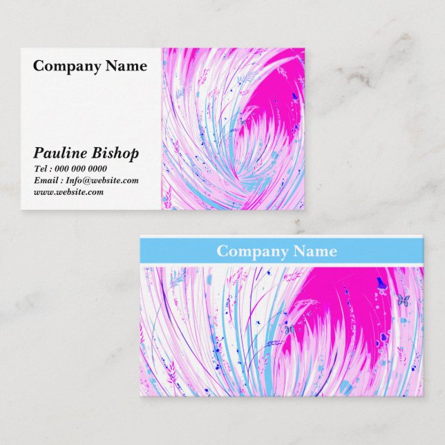 Abstract Enchanted Garden Pink White Business Card (Front/Back)