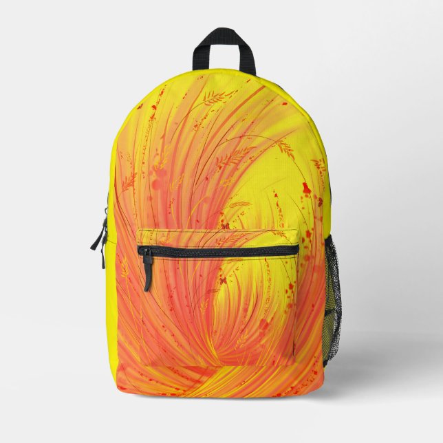 Abstract  Enchanted Garden Yellow orange  Printed Backpack (Front)