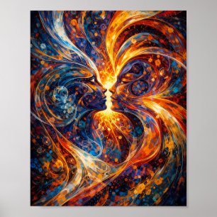 Abstract Energy Connection Faces Poster