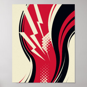 Abstract Energy Design with Curves and Lightning Poster