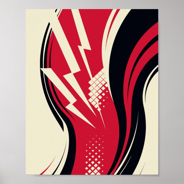 Abstract Energy Design with Curves and Lightning Poster (Front)