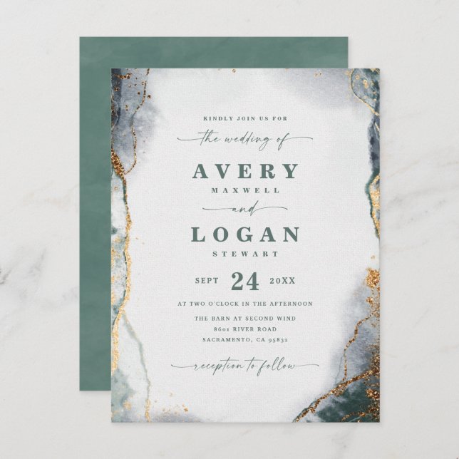 Abstract Ethereal Eucalyptus Wedding Invitation (Front/Back)