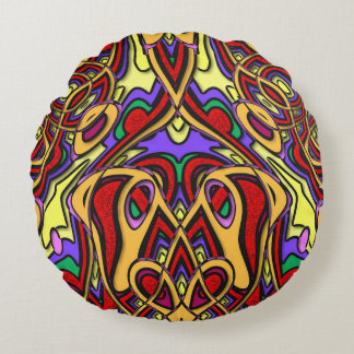 Abstract ethnic colorful round cushion