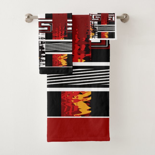 Abstract , ethnic, creative bath towel set (Insitu)