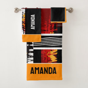 Abstract , ethnic, creative bath towel set