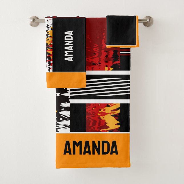 Abstract , ethnic, creative bath towel set (Insitu)