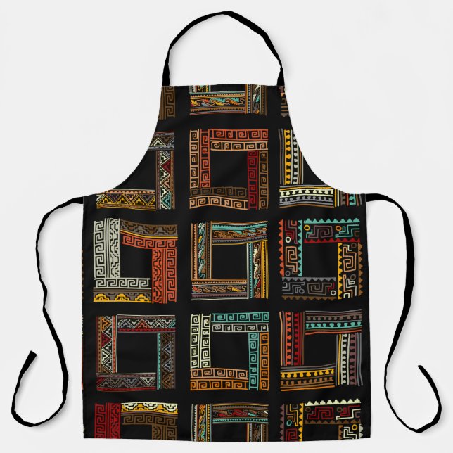 Abstract ethnic frames, seamless pattern apron (Front)