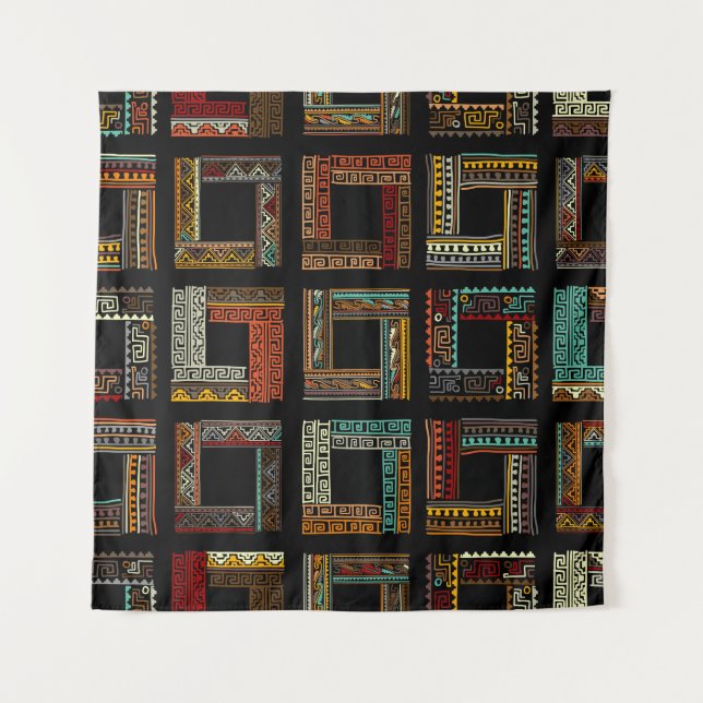 Abstract ethnic frames, seamless pattern tapestry (Front)