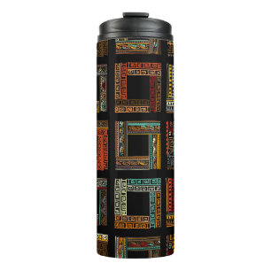 Abstract ethnic frames, seamless pattern thermal tumbler
