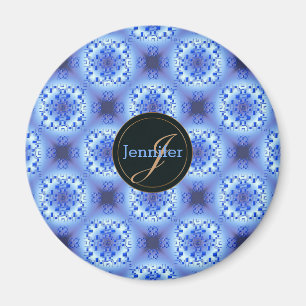 abstract ethnic geometric blue pattern. magnet