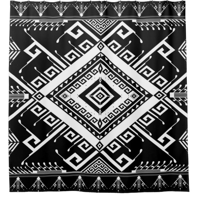 Abstract ethnic geometric pattern background desig shower curtain (Front)