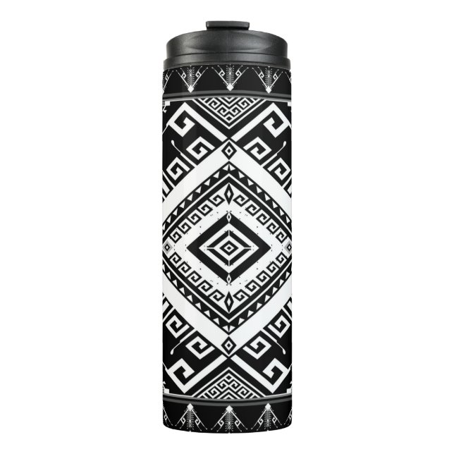 Abstract ethnic geometric pattern background desig thermal tumbler (Front)