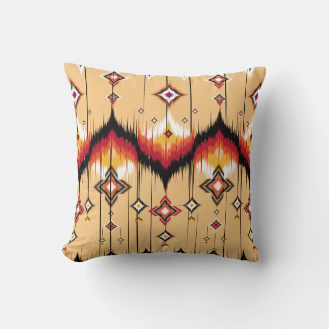 Abstract ethnic geometric pattern background, Ikat Cushion (Front)