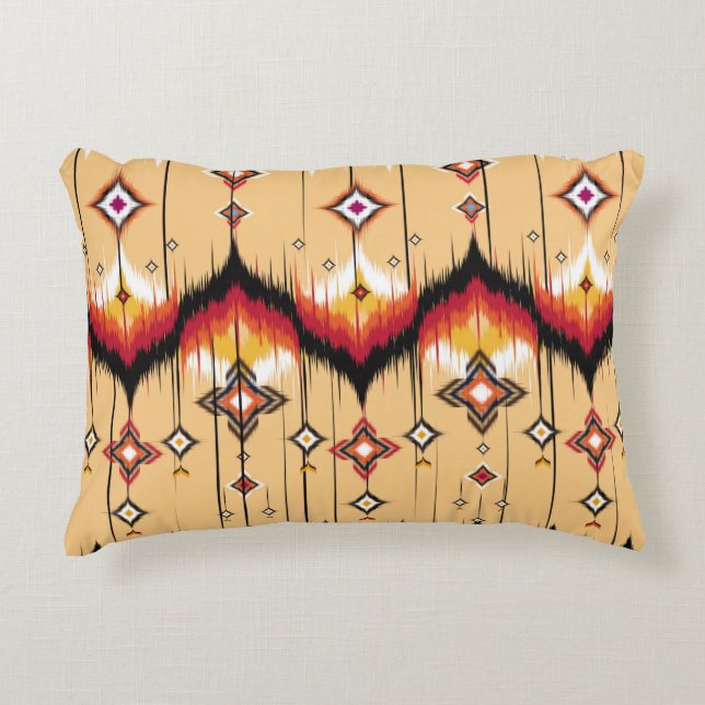 Abstract ethnic geometric pattern background, Ikat Decorative Cushion (Front)