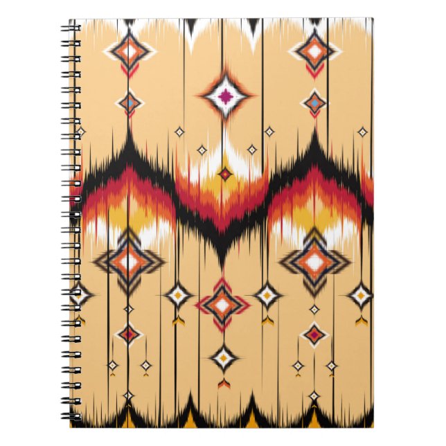 Abstract ethnic geometric pattern background, Ikat Notebook (Front)