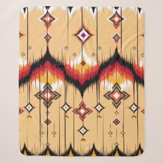Abstract ethnic geometric pattern background, Ikat Sherpa Blanket (Front)