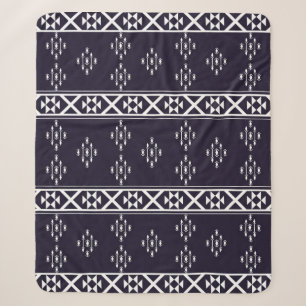 Abstract ethnic geometric pattern design Blue back Sherpa Blanket