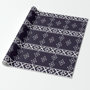 Abstract ethnic geometric pattern design Blue back Wrapping Paper