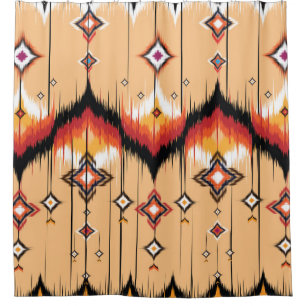 Abstract ethnic geometric pattern design, Ikat geo Shower Curtain