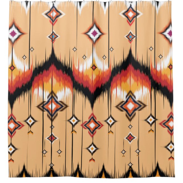 Abstract ethnic geometric pattern design, Ikat geo Shower Curtain (Front)
