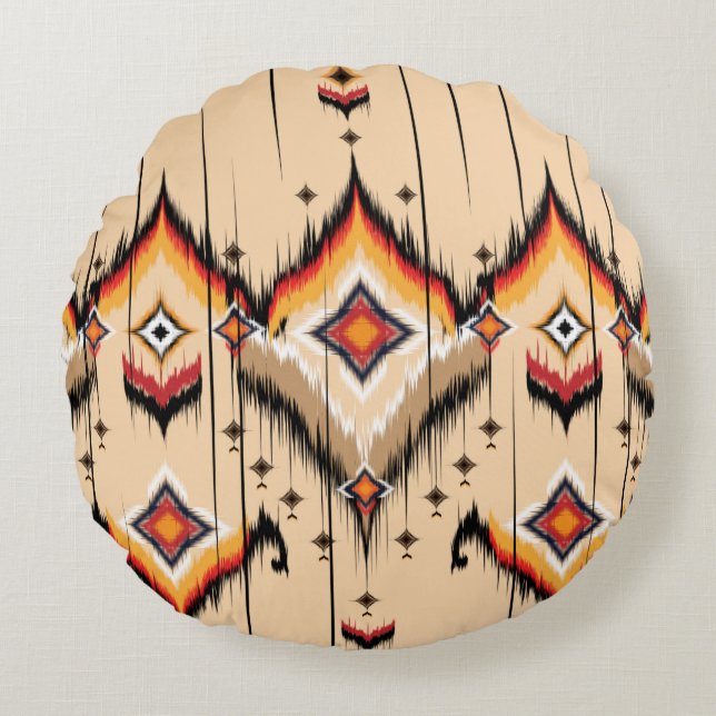 Abstract ethnic geometric pattern design, illustra round cushion (Front)