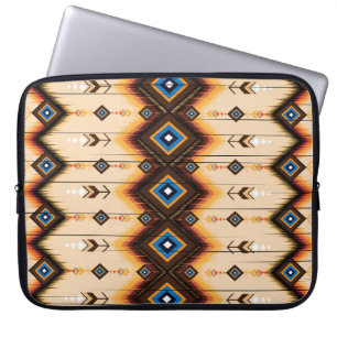 Abstract ethnic geometric pattern design, vintage, laptop sleeve