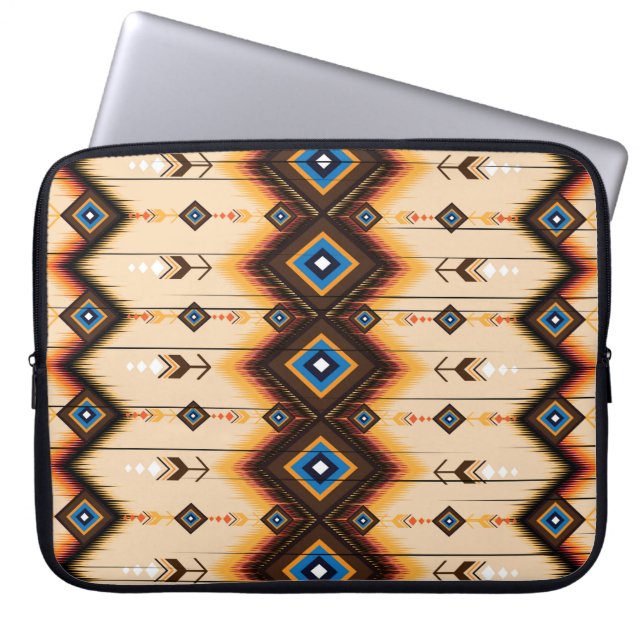 Abstract ethnic geometric pattern design, vintage, laptop sleeve (Front)