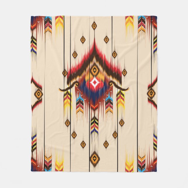 Abstract ethnic geometric pattern, Ikat geometric  Fleece Blanket (Front)