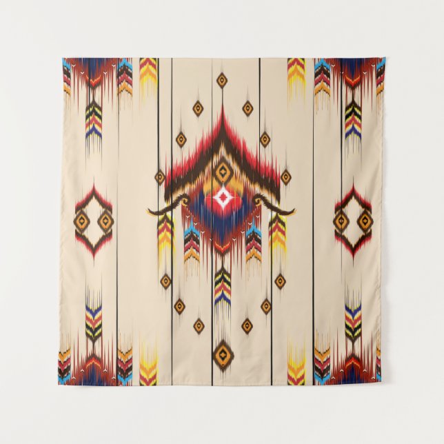 Abstract ethnic geometric pattern, Ikat geometric  Tapestry (Front)
