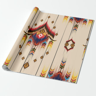 Abstract ethnic geometric pattern, Ikat geometric  Wrapping Paper
