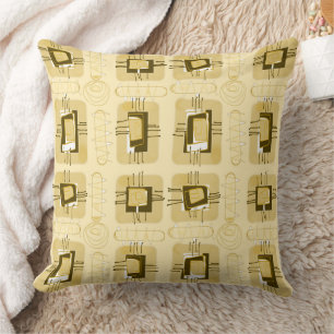 Abstract Ethnic Matrix - Beige Brown Cushion
