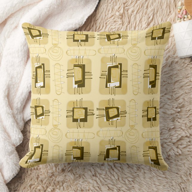 Abstract Ethnic Matrix - Beige Brown Cushion (Blanket)