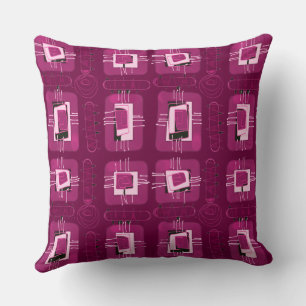 Abstract Ethnic Matrix - Magenta Black Hint Cushion