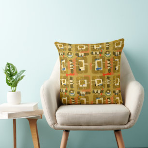 Abstract Ethnic Matrix - Olive Teal Terracotta  Cushion