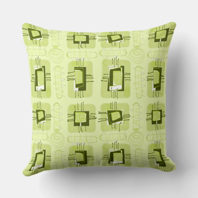 Abstract Ethnic Matrix - Pastel Green Cushion (Back)