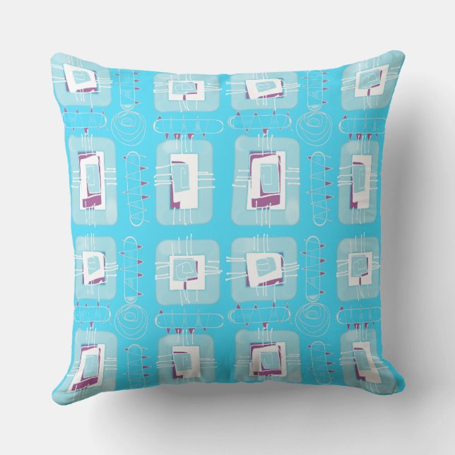 Abstract Ethnic Matrix - Turquoise Purple Hint Cushion (Back)