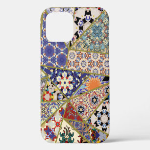 Abstract ethnic spanish tile patchwork hand drawn, iPhone 12 case