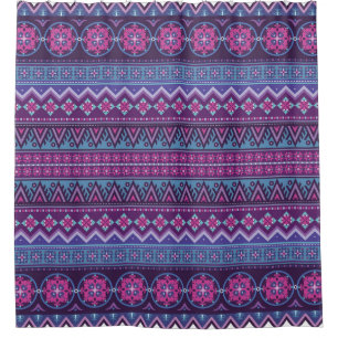 Abstract ethnic stripe pattern, ornamental vintag shower curtain
